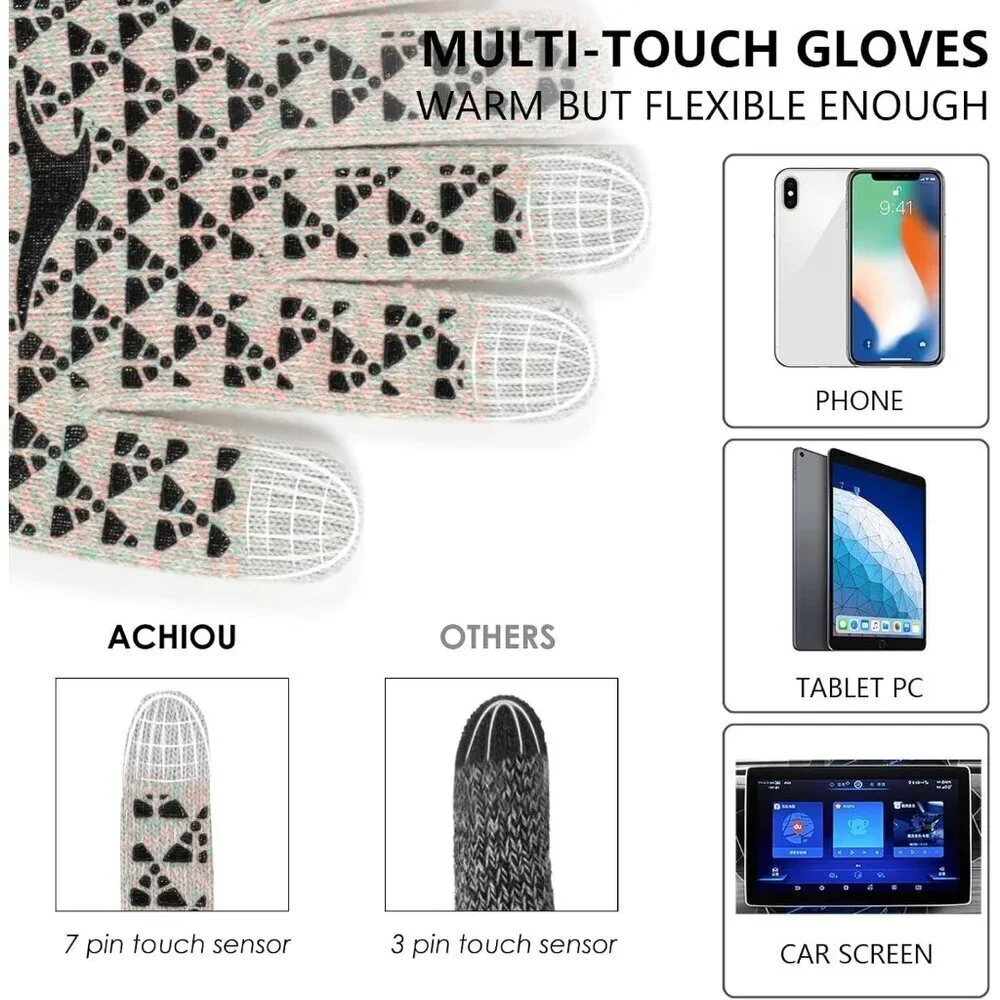 Women's Plum Pink Upgraded Touch Screen Thermal Soft Knit Lining Winter Gloves